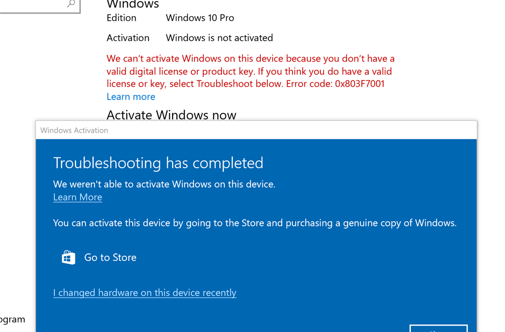 Fix Windows 10 deactivated itself after Update
